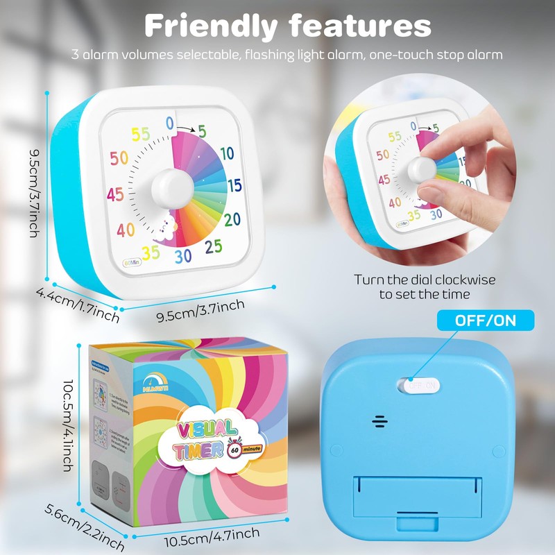 NLMWTI Visual Timer for Children, 60-Minute Countdown Timer for Classroom,