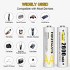 HIKITMATE Rechargeable AA Batteries 2800mAh 2 Pack - 1.2V Low