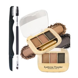 Augenbrauenpuder, wasserfest, 3 Farben, Make-up-Set für Augenbrauen, Braun, mit Rasierer und Bürste, langlebige Farben, Volumen- und Formung der Augenbrauenkontur, Geschenk für Damen, Set 04