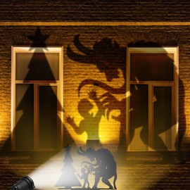 MorningRo Christmas Projector Lights Christmas Projector Outdoor Decor Christmas Krampus Shadow Caster Metal Garden Art Christmas Garden Stake Outdoor Yard Garden Decorations