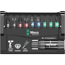 Wera 05073980001"Impact 1 SB" Bit-Check - Silver (10-Piece)