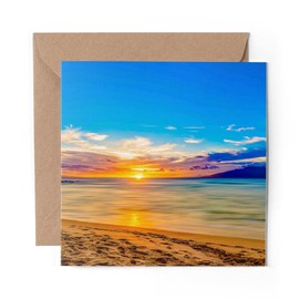 1 x Greeting Card Beach Sunset Holiday Sea Ocean Travel - Blank Birthday Celebration Anniversary #8090