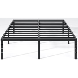 NEW JETO Metal Bed Frame,Full Size Bed Frame with Storage Space,Heavy Duty Sturdy Mattress Foundation,Easy Assembly,No Box Spring Needed, Black,18 Inch,Full