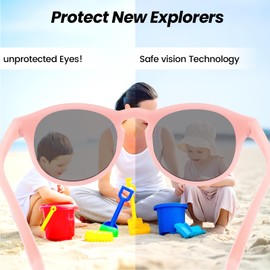 HECCEI Baby Sunglasses Pebble ColourShift 0-24 Months, Polarized UV Protection Sunglass Polarized UV Protection Sun glasses for Toddler Newborn Boys Girls
