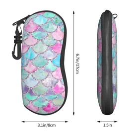 USAMZDIY Summer Mermaid Scale Sunglasses Soft Case With Carabiner Ultra Light Neoprene Zipper Eyeglass Case for Women