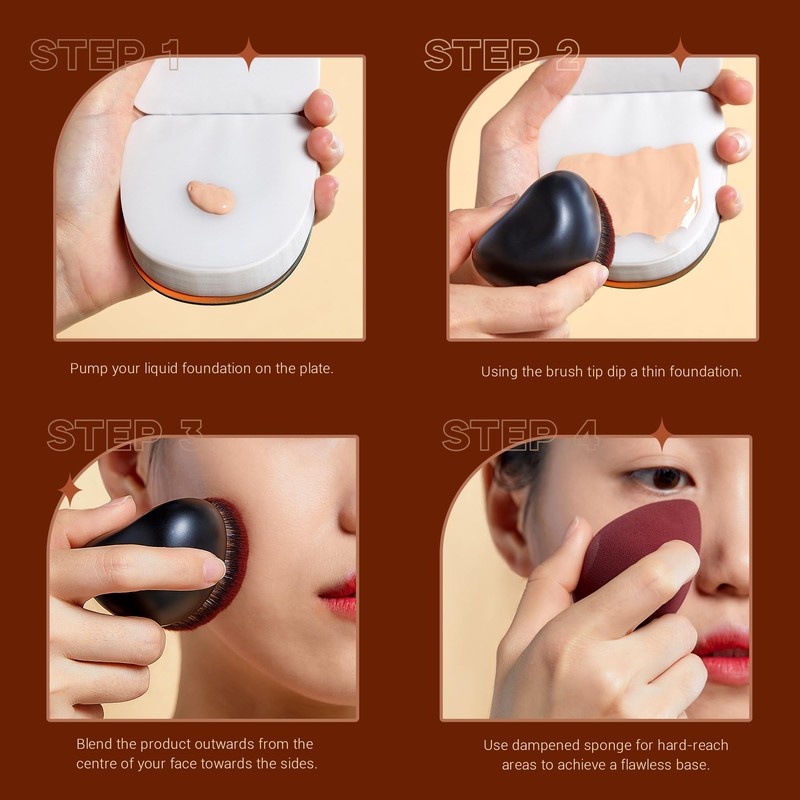 Jessup Foundation Brush with Makeup Sponge Black Makeup Brush with