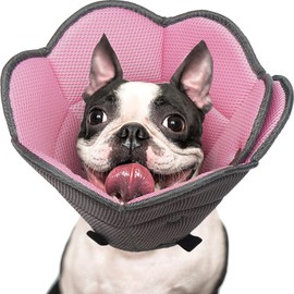 IECOii Soft Dog Cone,Comfy Dog Cone for Dogs After Surgery,Adjustable Dog Neuter Cone Alternatives to Stop Licking,Dog Neck Cone Recovery Collar Dog Cones for Medium Dogs Pug,French Bulldog,Pink-M