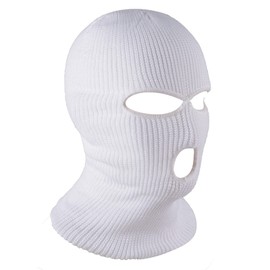 FANELIK 3-Hole Knitted Full Face Cover Ski Mask, Winter Balaclava Warm Knit Full Face Mask for Outdoor Sports A-white