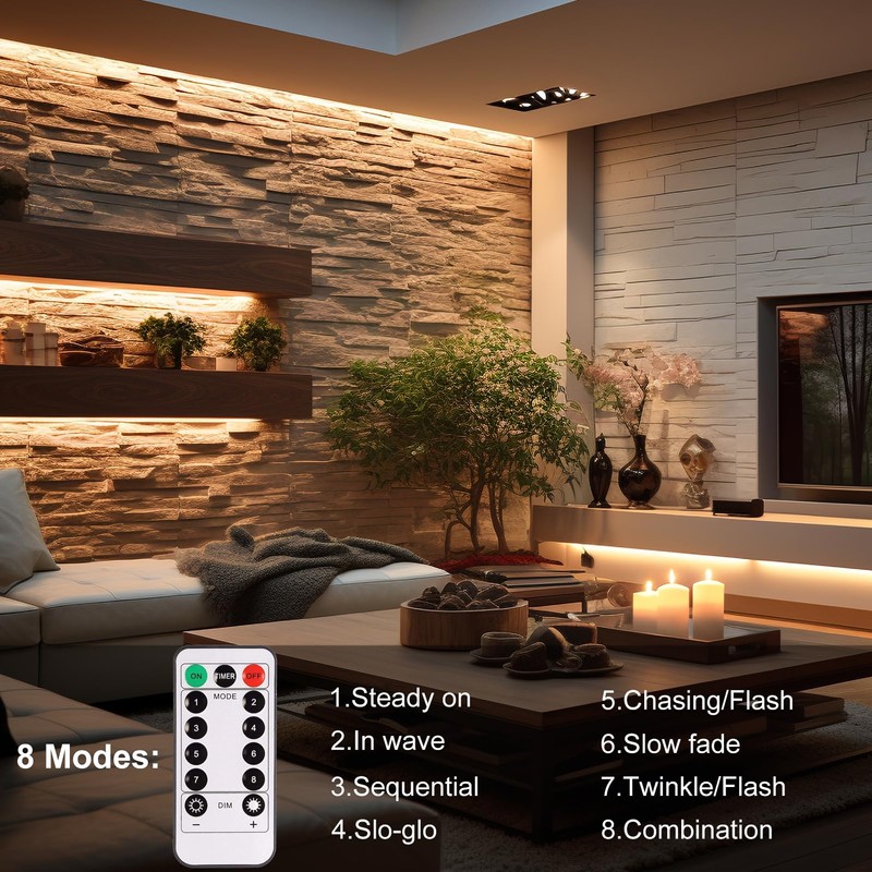 echosari LED Strip Lights Battery Operated 9.8ft 90 LED Strip