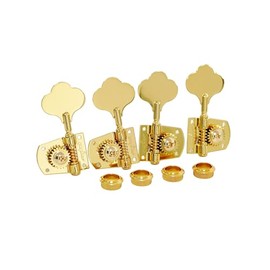 Guyker Bass Machine Head (2R + 2L) - 1:21 Ratio Gear Open Frame Tuners Tuning Key Pegs Replacement for Electric Jazz Guitar Bass or Precision Instruments, Gold