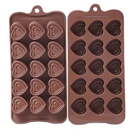 Crethinkaty Valentines Chocolate Moulds - 1 Pack 15-Cavity Heart Silicone Chocolate Moulds Chocolate Making Molds Silicone Candy Moulds for Valentine's Day Wedding
