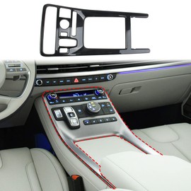 Korlot Carbon Fiber Central Control Gear Shift Panel Storage Box Cup Holder Cover Trim Accessories for 2020-2025 Hyundai Palisade