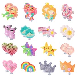 Halinuia 16 Pairs Glitter Clip Earrings Girls Clip Earrings Children's Earrings Without Ear Hole Magnetic Earrings Resin Ear Clips Jewellery Gifts for Girls Toddler Earrings Party Favour, Resin, No