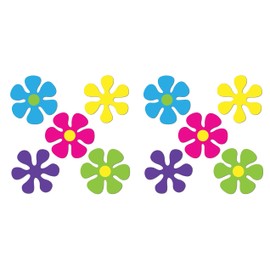 Beistle 10 Piece 1960's Colorful Mini Retro Groovy Flower Shaped Cut Outs with A 60's Vibe Party Decorations, 4.5", Multicolored