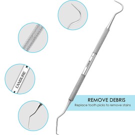 Candure Dental Pick Stainless Steel Double Ended Dental Scraper for Teeth Cleaning Hygiene Tool for Tartar and Plaque Remover, Teeth Cleaning at Home for Adults & Pets (Jacquette Probe)