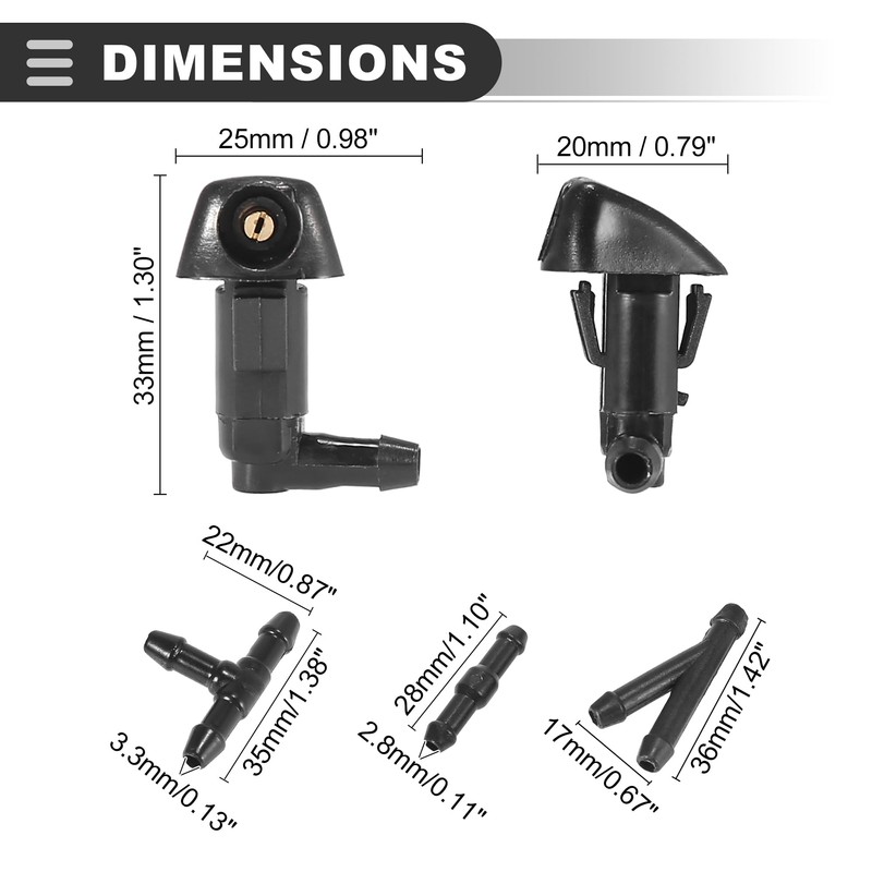 Motoforti Front Windshield Washer Nozzle Sprayer Kit, for Honda Accord