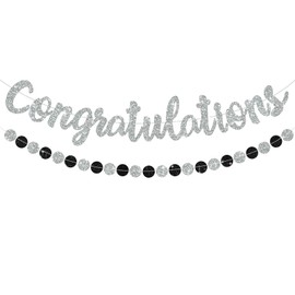 BEISHIDA Silver Congratulations Banner(NO-DIY),2024 Graduation Banners, Grad Congrats Class of 2024 Party Supplies,Garland for Congratulation Graduation,Wedding,Retirement Party Decor