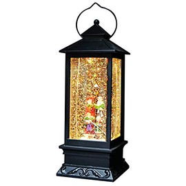 Eldnacele Christmas Musical Snow Globe Lantern Plug in & Battery Operated Glitter Lamp Navitity Scene Lighted Lantern with 6 Hour for Christmas Decoration 12 Inches (Carolers)