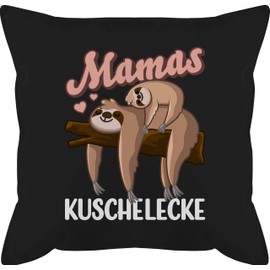 Cushion 50 x 50 cm – Mum – Mama's Cuddly Corner with Sloth – 50 x 50 cm – Black – Mother's Gift Mother Cover Mother's Day Gifts Mum Pillow Best Mum Filling Gifts for Mum Expectant Muddi