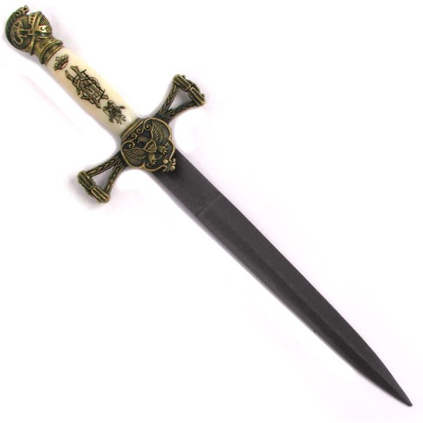 Whetstone Cutlery Medieval Double Edged Stainless Steel Dagger, Brass