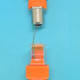 ELNONE 2PCS RF to RJ45 Converter Adapter F Female to RJ45 Male Coaxial Barrel Coupler Adapter Connector Coax Straight Connector (Orange)