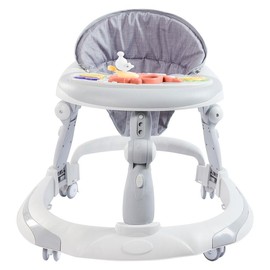 3 in 1 Baby Walker, Baby Walkers for Boys and Girls with Removable Footrest, Feeding Tray, Rocking Function & Music Tray(Without Battery), Foldable Activity Walker for Baby 6-18 Months - Color: Blue
