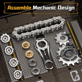 Cool Fidget Chain Fidget Spinners For Kids Adults, Metal Handheld Gadget Kinetic Desk Toy Finger Hand Spinner Fingertip Gyro, Hand Rollor Bike Chain Silver