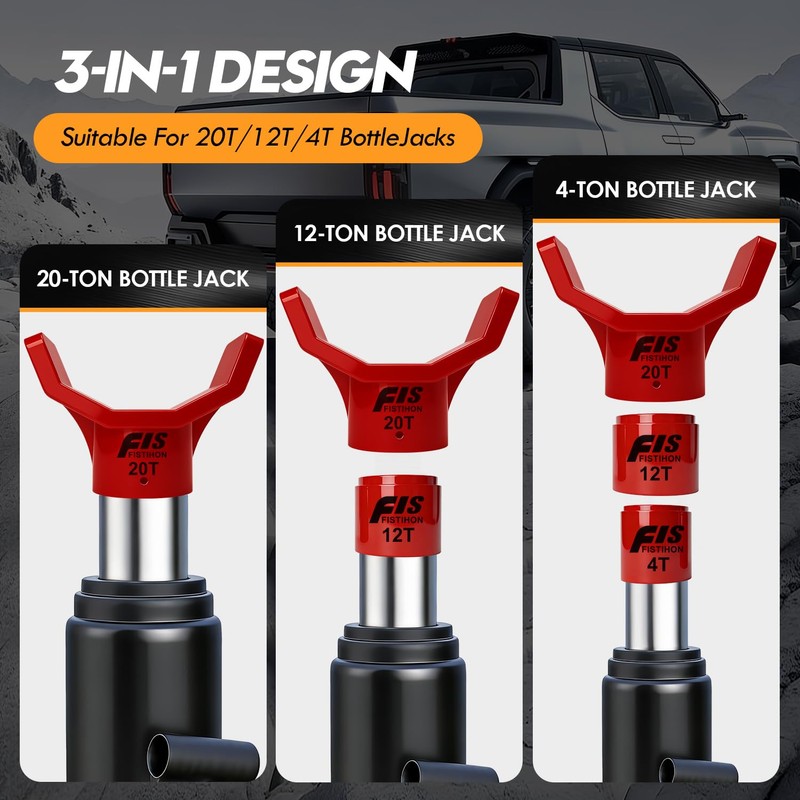 Bottle Jack Adapter Set, 20T + 4T/12T Sleeves, Fits 2"