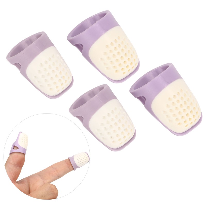 4 Pcs Silicone Thimble Purple Soft Elastic Finger Protector Finger