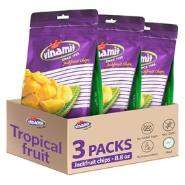 Vinamit Ripened Jackfruit Chips, Vegan Unsweetened Crunchy Jackfruit, Pack 3 of 8.8 oz Bag | Naturally Sweet & Crispy | Healthy Fruit Snacks for Adults, Kids, Gifting, Travel, Family Share