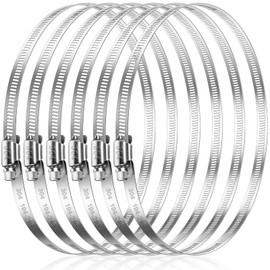 Caianwin 6 Pcs Hose Clips Large Size 194-216mm Adjustable 304 Stainless Steel Hose Clamp for Automotive,Mechanical,Agriculture