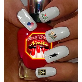 Army MoM, I Love My Soldier Clear waterslide Nail Art Decals. Set of 68