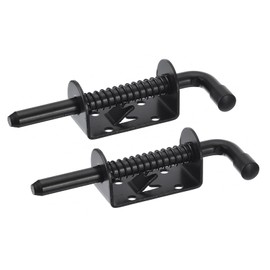 sourcing map Barrel Bolt Latch, 2Pcs 10x128mm - Carbon Steel Electrophoresis Spring Loaded Gate Latch Pin, Sliding Door Lock for Trailer Doors Cabinets Chests Tailgate (Black)