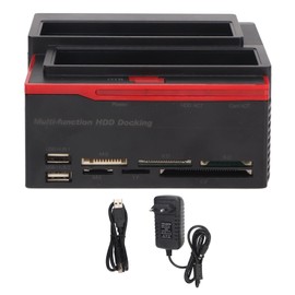 Hard Drive Docking Station USB2.0 Dual Bay 12TB Support OTB 480Mbps Hard Drive Enclosure for 2.5in 3.5in IDE SATA EU Plug