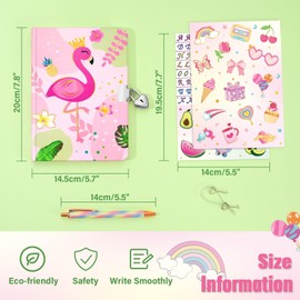 WERNNSAI Kids Diary Set for Girls Flamingo Journal Kit - Kids Gold Foil Journal with Lock and Keys, Girls Flamingo Diary, Private Diary A5 Lined Writing Notebook, Girls Gift Set with Pen & Stickers