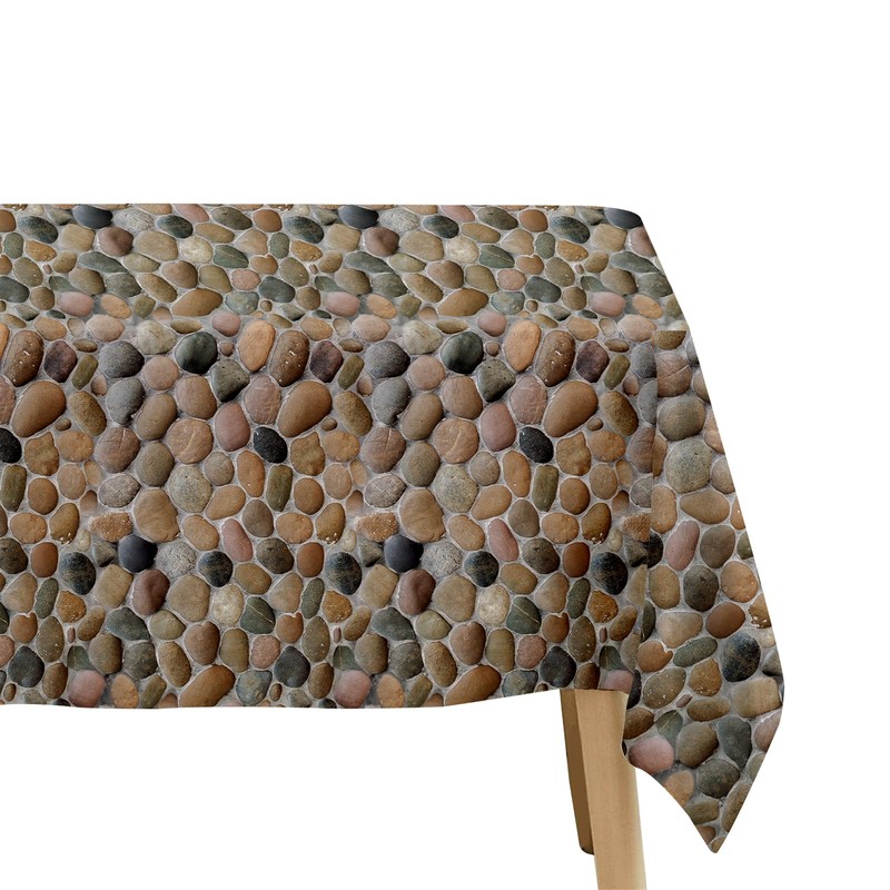 FVABO Stone Rock Party Tablecloth Decorations, Realistic Pebble Table Cover