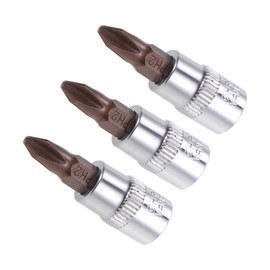 CoCud Phillips Bit Socket, Metric PH2 Bit 1/4" Drive 1.5" Long, S2 Alloy Steel Heat Treated CR-V Socket - (Applications: for Fastener Application), 3-Pieces