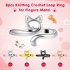 Tyqour Pack of 8 Adjustable Crochet Rings Finger Crochet Rings