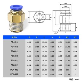 TAILONZ PNEUMATIC Male Straight 6mm Tube OD x 1/4 Push to Connect PT Thread Fitting PC6-02 (Pack of 2)
