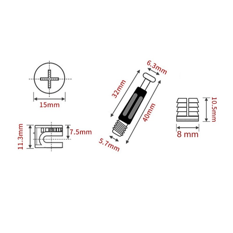 30 Packs Furniture Board Cam Fitting with Dowel and Pre-Inserted