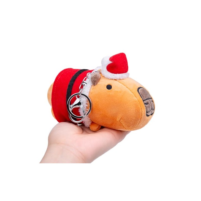 Double Bread Christmas Capybara Plush Keychain, Brown