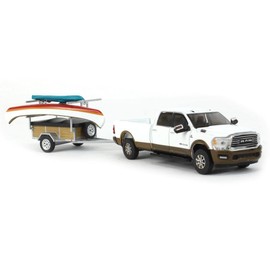 Truck 1/64 2022 Ram 2500 Longhorn Pickup with Canoe Trailer Hitch & Tow Series 26 32260-D