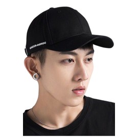 Daction Side Logo Cap, Men's, UV Protection, Breathable, Hat, Summer, Korean Style, Street, Heatstroke Protection, Fishing, Golf, Unisex (Black)