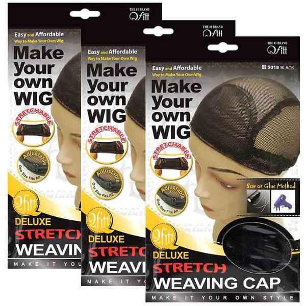 (3 Pack) Qfitt - Deluxe Stretch Weaving Cap #5018