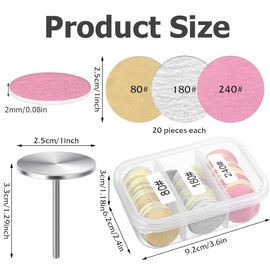 WeddHuis 60 Stück Schleifscheibe Pediküre Nagel Schleifscheiben mit Metall Nagelbohrern 25mm Ersatz Fuß Nagelfräser Aufsätze Bits für Elektrische Hornhaut Zubehör mit Aufbewahrungsbox(80#120#180#)
