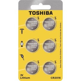 TOSHIBA CR2016 3V Lithium Coin Cell Child Resistant Blister Package (6 Batteries)