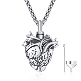 ADMETUS Tree of Life Urn Necklaces for Ashes 925 Sterling Silver Ash Necklace Cremation Jewellery for Men with 2.5 mm 22 Inches + 2 Inch Rolo Chains, Sterling Silver, No Gemstone
