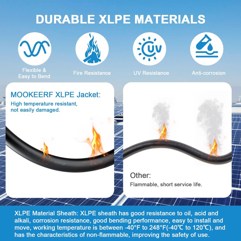 MOOKEERF Solar Panel Wire 10 AWG(6mm²) - Solar Extension Cable