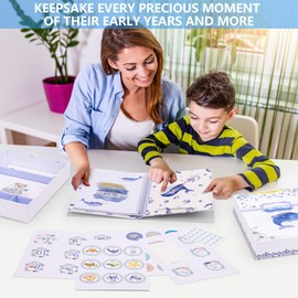Kemella Kreations My Memory Book with Keepsake Box, Baby Milestone Stickers, Photo Corners & Footprint Kit, Under the Sea Design - Baby First Five Years