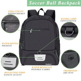 Soccer Ball Bag-Backpack for Basketball,Volleyball with Cleat Shoes and Ball Compartment Laptop Sleeve for Travel,School Team (Red)
